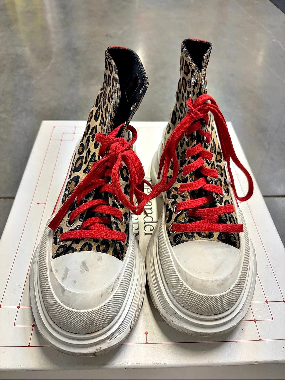 Alexander McQueen Tread Slick High-Top Sneaker Brown & Red US 10